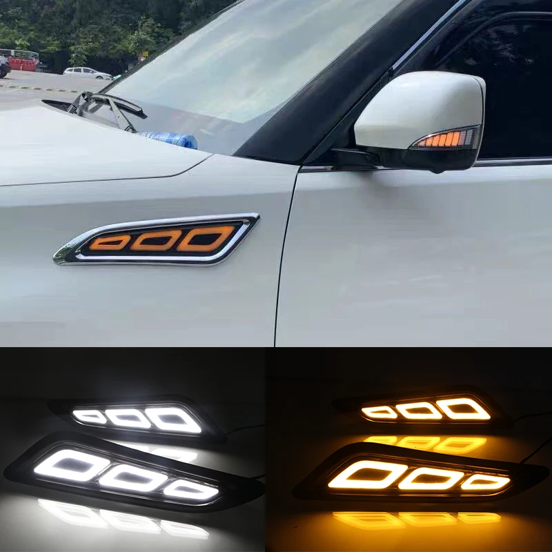 car Day Light for Nissan Patrol Y62 2014-2019 leaf board turn signal lamp LED light streamer y62 side air port light modificati