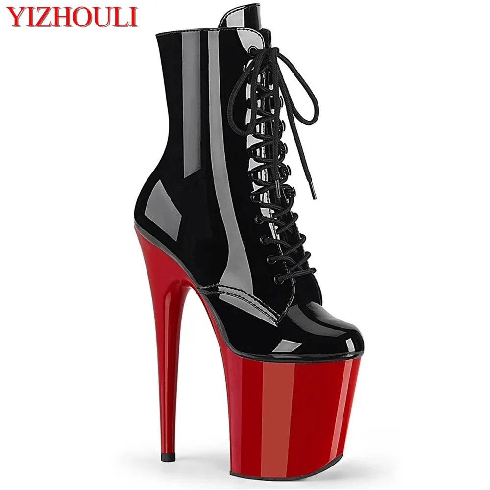 8 inches, model stage ankle boots, 20 cm stiletto heels, bright face sexy princess pole dancing, beautiful dancing shoes