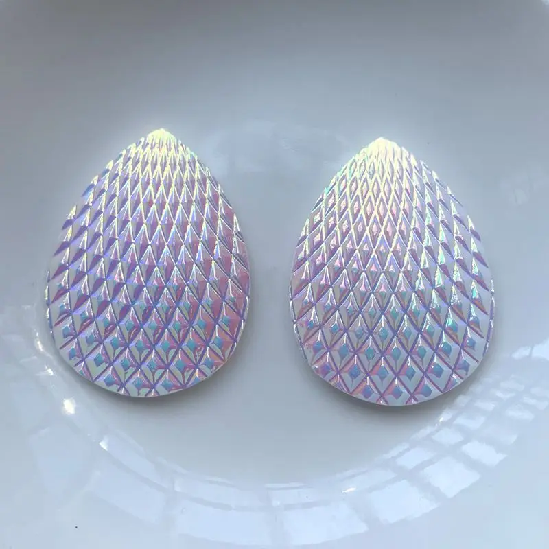 Large shell surface drop shape resin flat back Aboriginal earrings decorative Rhinestone DIY jewelry accessories 18pcs /lot