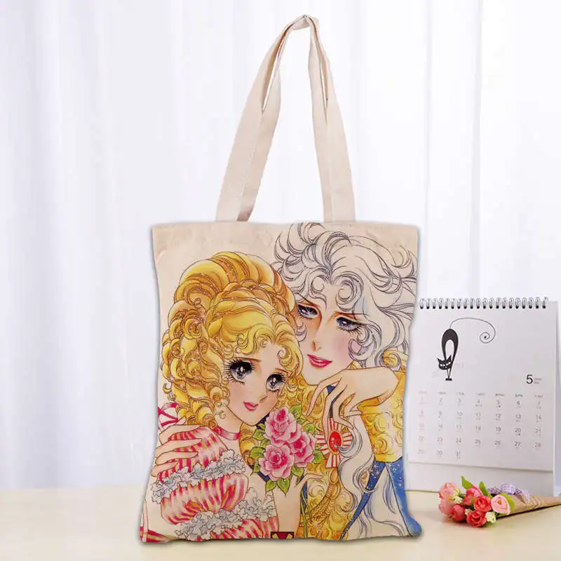 Borsa tote The Rose of Versailles Borsa shopping pieghevole popolare Borsa a tracolla riutilizzabile ecologica grande in tessuto di tela unisex Tote