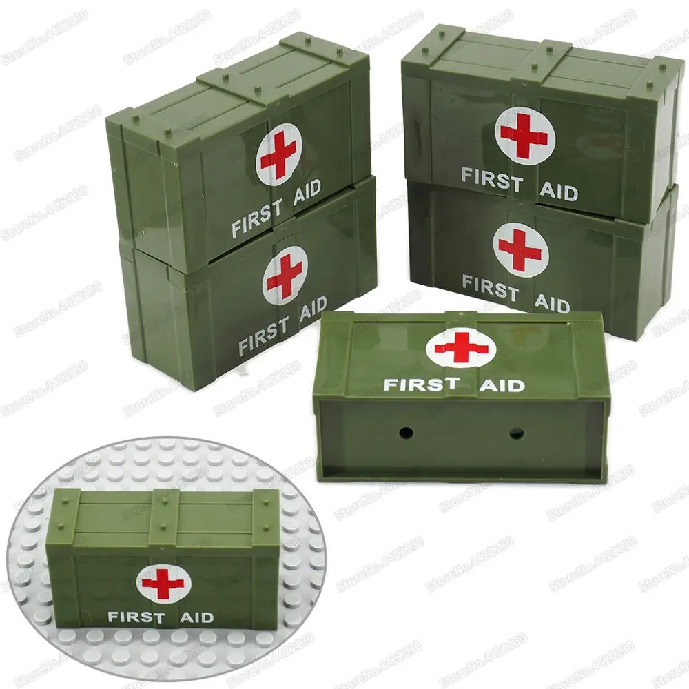 Modern Medical Box City Figures Building Block Medicine Energy Bottle Moc Military WW2 Army Rescue Box Equipment Child Gift Toys