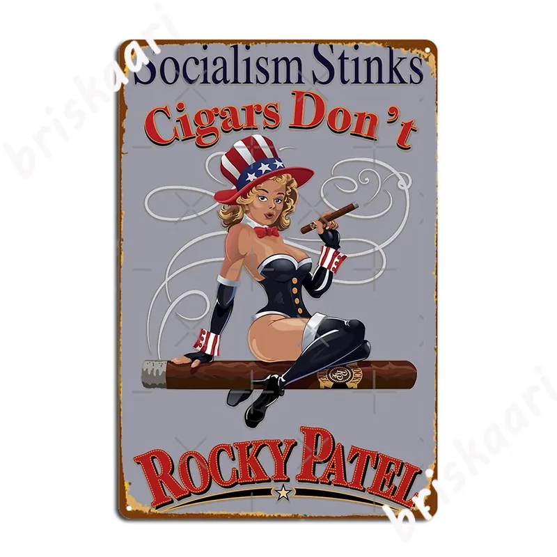 Socialism Stinks Cigar Design Metal Sign Plaques Cave pub Club Home Designing Tin sign Poster