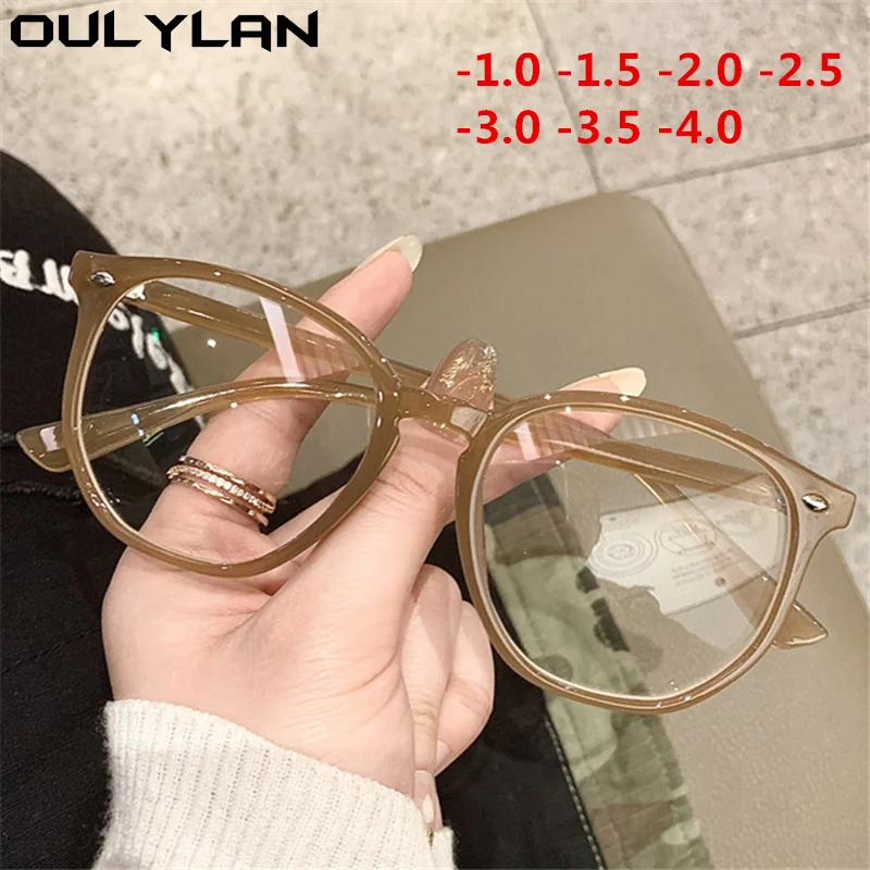 Oulylan -1.0 -1.5 -2.5 -3.5 -4 Finished Myopia Glasses Women Men  Black Prescription Nearsighted Eyeglasses With Diopters Minus