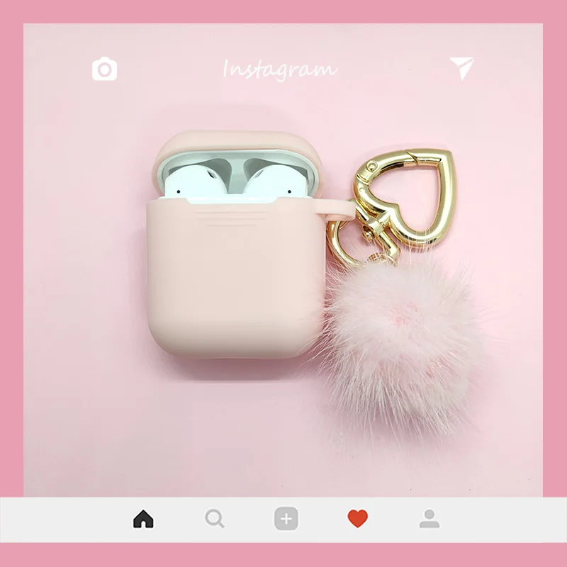 Lindo llavero de bola de pelo de visón para Apple AirPods 4 Pro 2 funda de silicona para auriculares inalámbricos para Airpods 2/3 funda para caja de auriculares