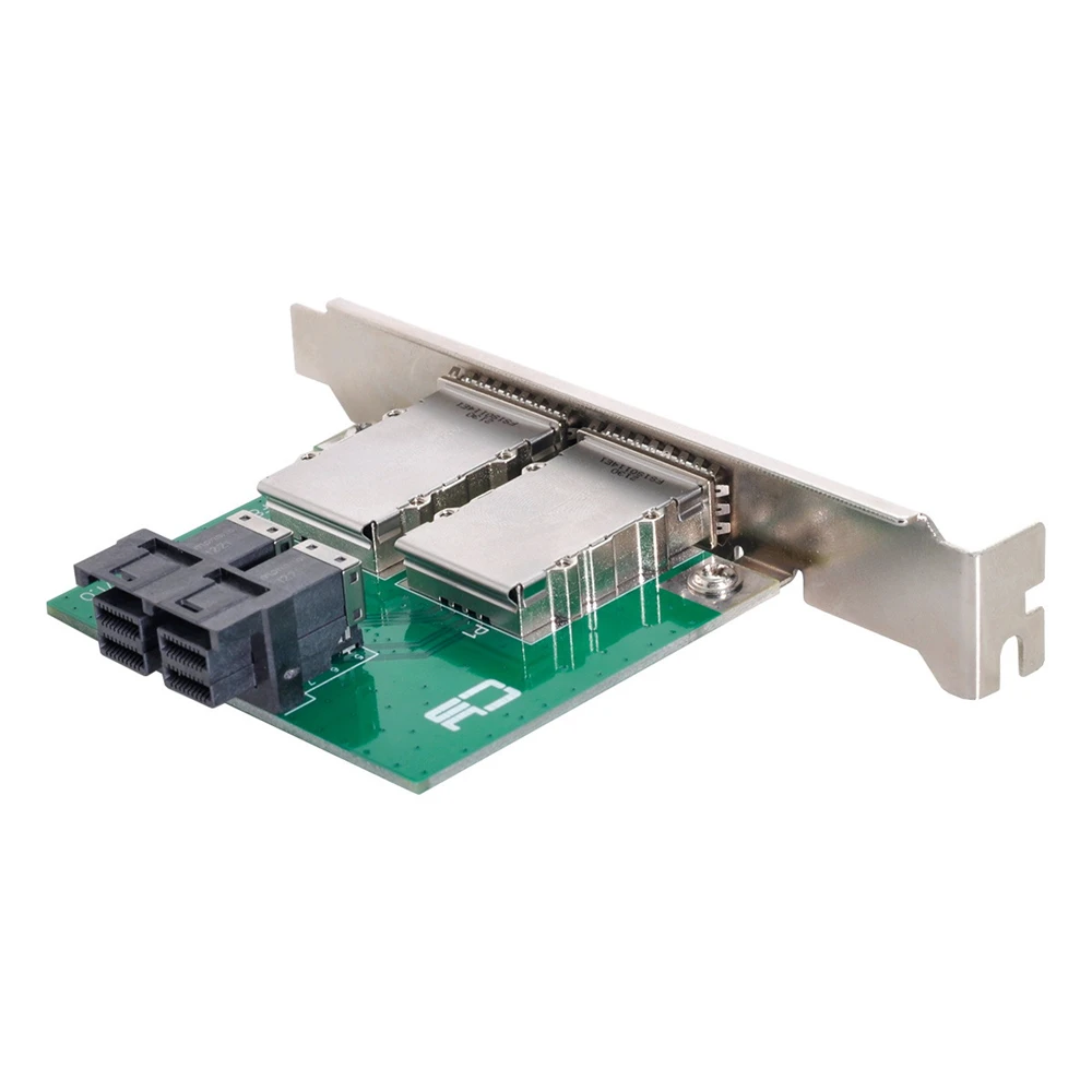 Dual Ports Mini SAS SFF-8088 To Internal SAS HD SFF-8643 PCBA Female Adapter With Low Profile Bracket