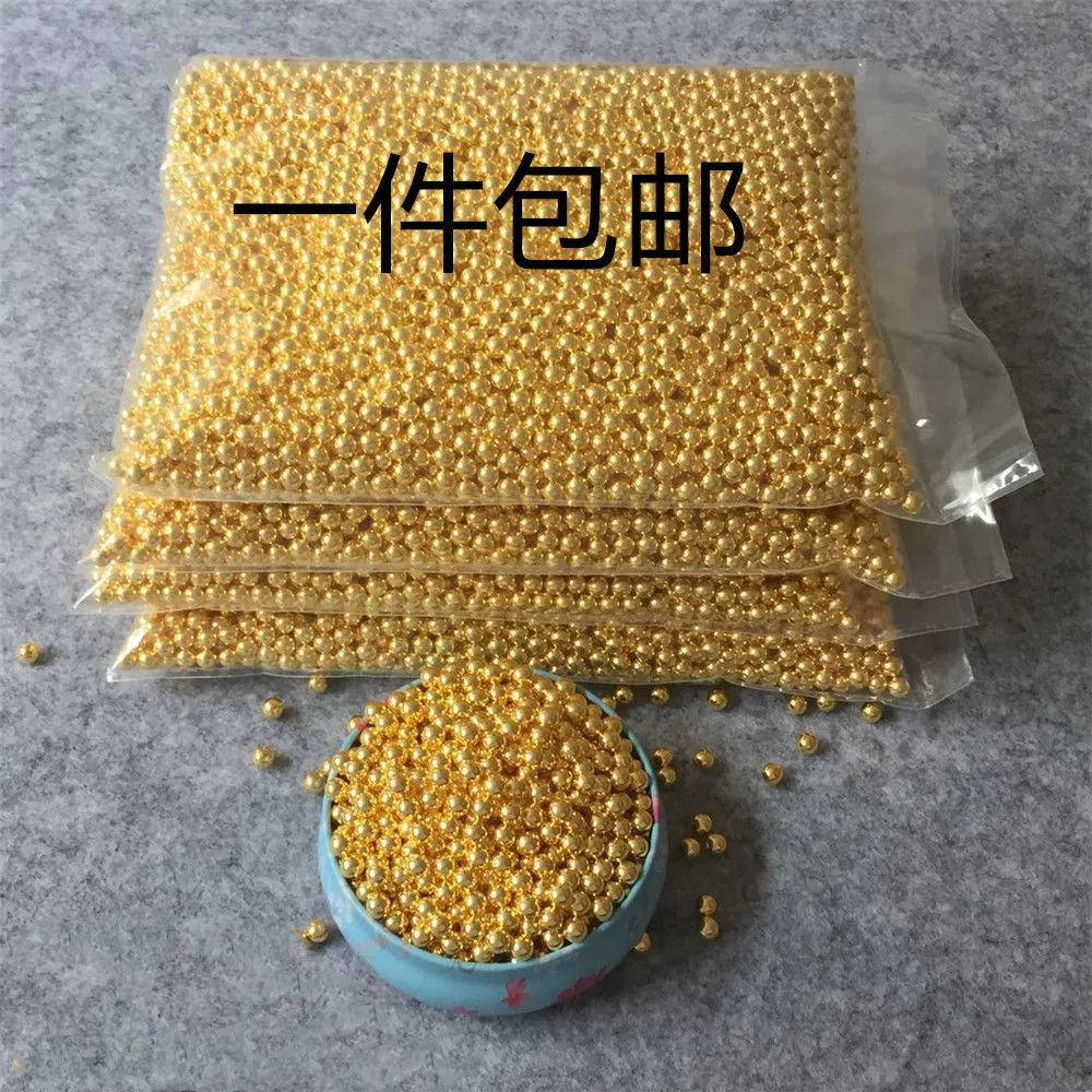 6mm electroplated golden pearl non-porous round pearl imitation ABS beads jewelry DIY mobile phone case jewelry discovery