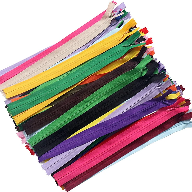 28-60CM/10Pcs Ylon Coil Invisible Zipper For Tailor Sewing Crafts Nylon Sewing Accessories Zippers Bulk 20 Colors