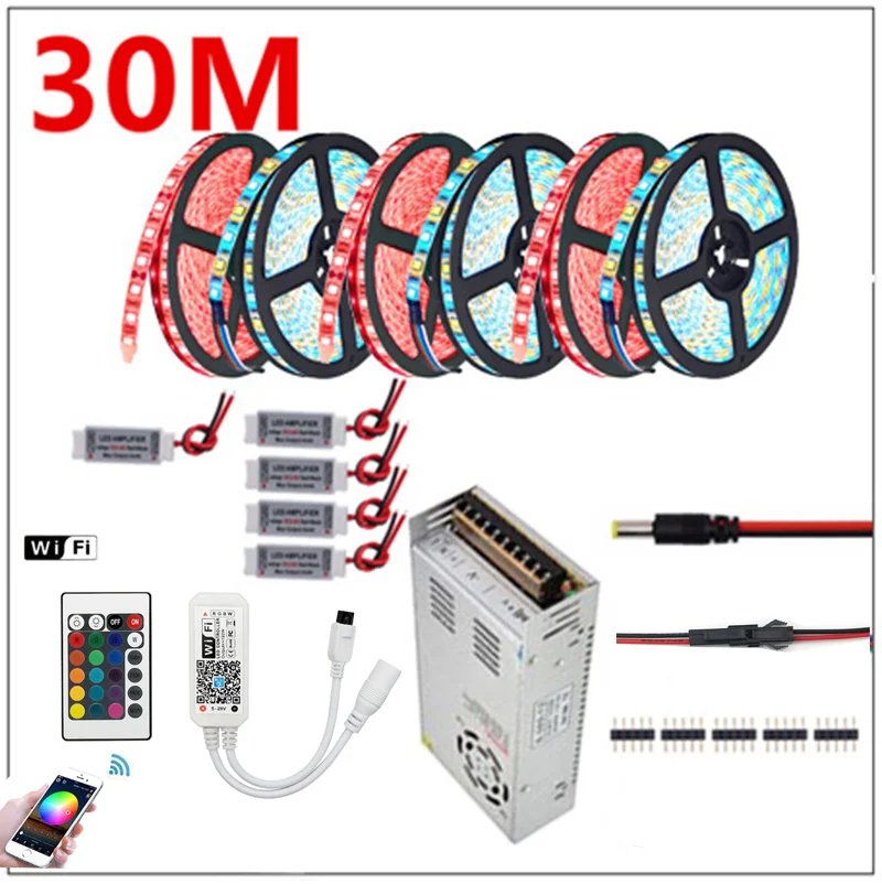 5-30M SMD 5050 RGBW RGBWW flessibile RGB LED Strip Set WIFI RF 2.4G Touch telecomando 12V alimentatore adattatore amplificatore interno