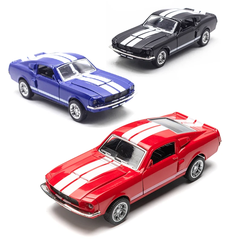 1:32 Alloy Diecast Mustang GT Classic Vintage Car Model Pull Back Car Miniature Vehicle Replica For Collection Gift for Kid