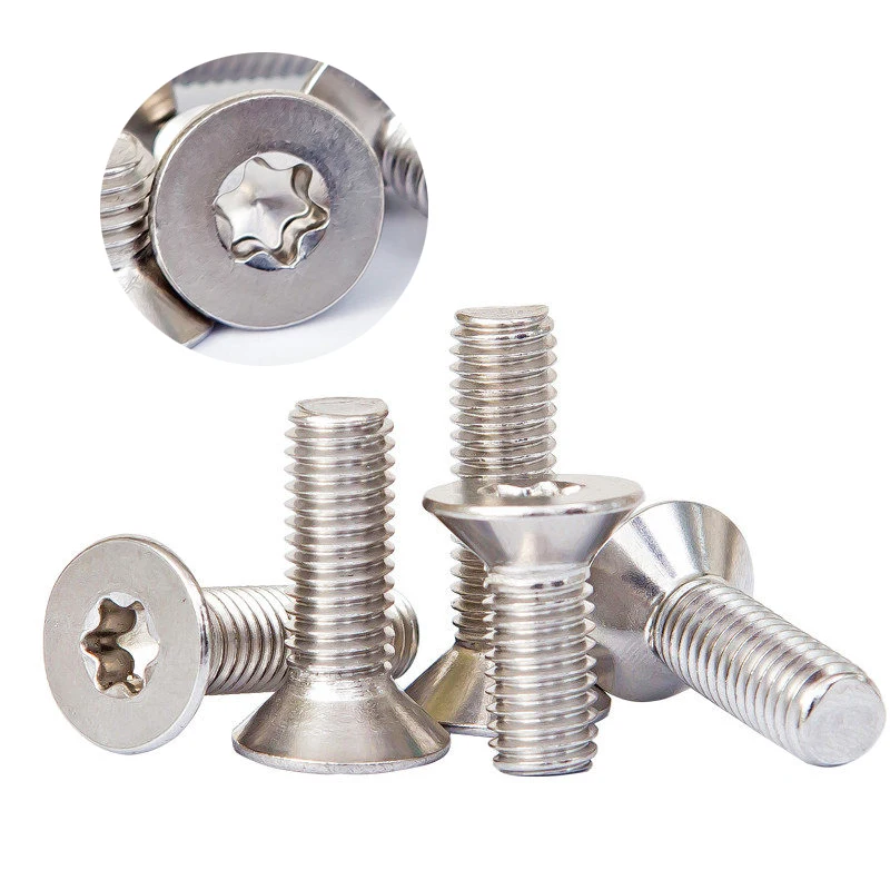 10/50pcs M1.6 M2 M2.5 M3 M4 M5 M6 M8 304 A2-70 stainless steel GB2673 Six-Lobe Torx Flat Countersunk Head Screw Six Lobe Bolt