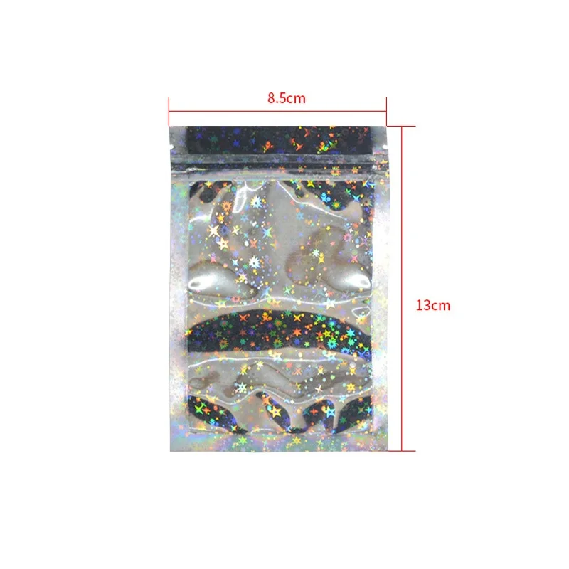 1000Pcs/Lot Star Laser Color Reclosable Aluminum Foil Zipper Packaging Bag Mylar Food Grocery Retails Ziplock Packing Bag