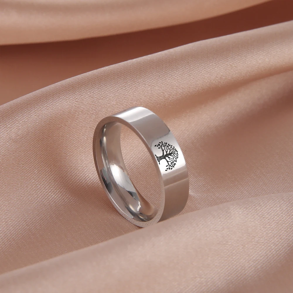 COOLTIME Amulett Baum des Lebens Ring für Frauen Männer Paar Wicca Fingerring Edelstahl Schmuck Amulett Zubehör Familie Geschenk – Detail 3