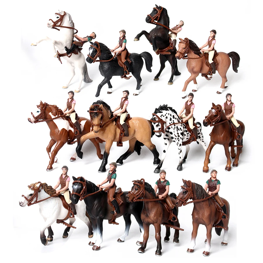 Figurine de chevalier de simulation avec cheval, figurines d'animaux de ferme, décoration d'équitation, beurre, cadeau pour enfants