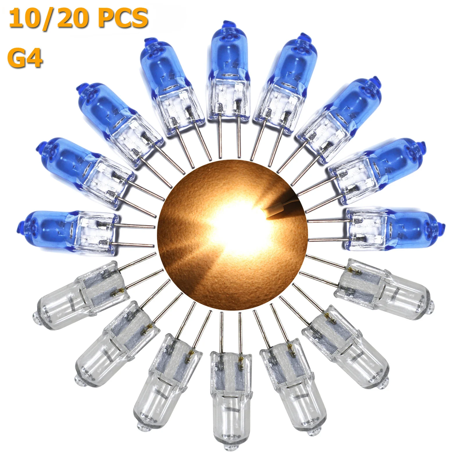 10/20Pcs Mini G4 Halogen Light Bulb JC Type Warm White DC 12V 20W Spotlight For Crystal Chandelier Capsule Lamp Energy Saving