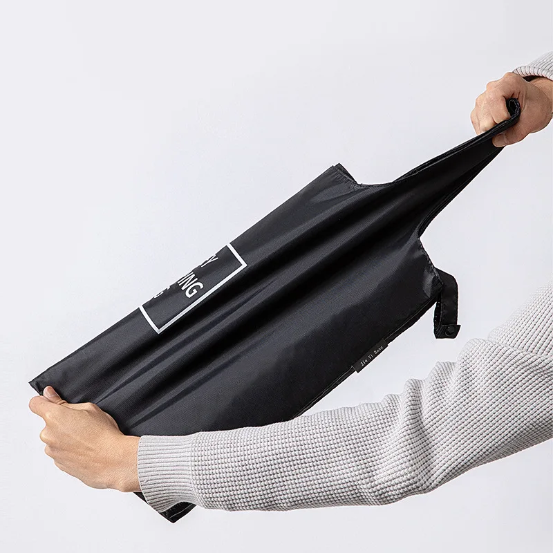 Foldable Supermarket Shopping Bag High Capacity Ripstop Grocery Tote Women Shoulder Shopper Bag Waterproof Black Nylon Handbags