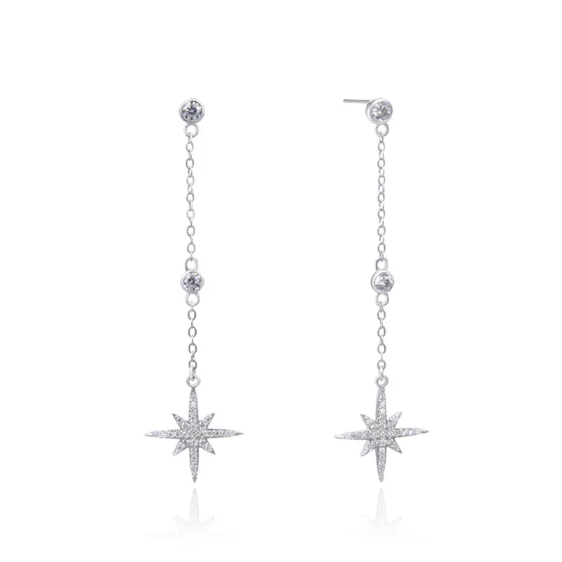 Star Zircon  Flower Drop Earrings from the Silver,Thomas Style Good Ethnic Jewerly For Women,2021Ts Gift In 925 Sterling Silver