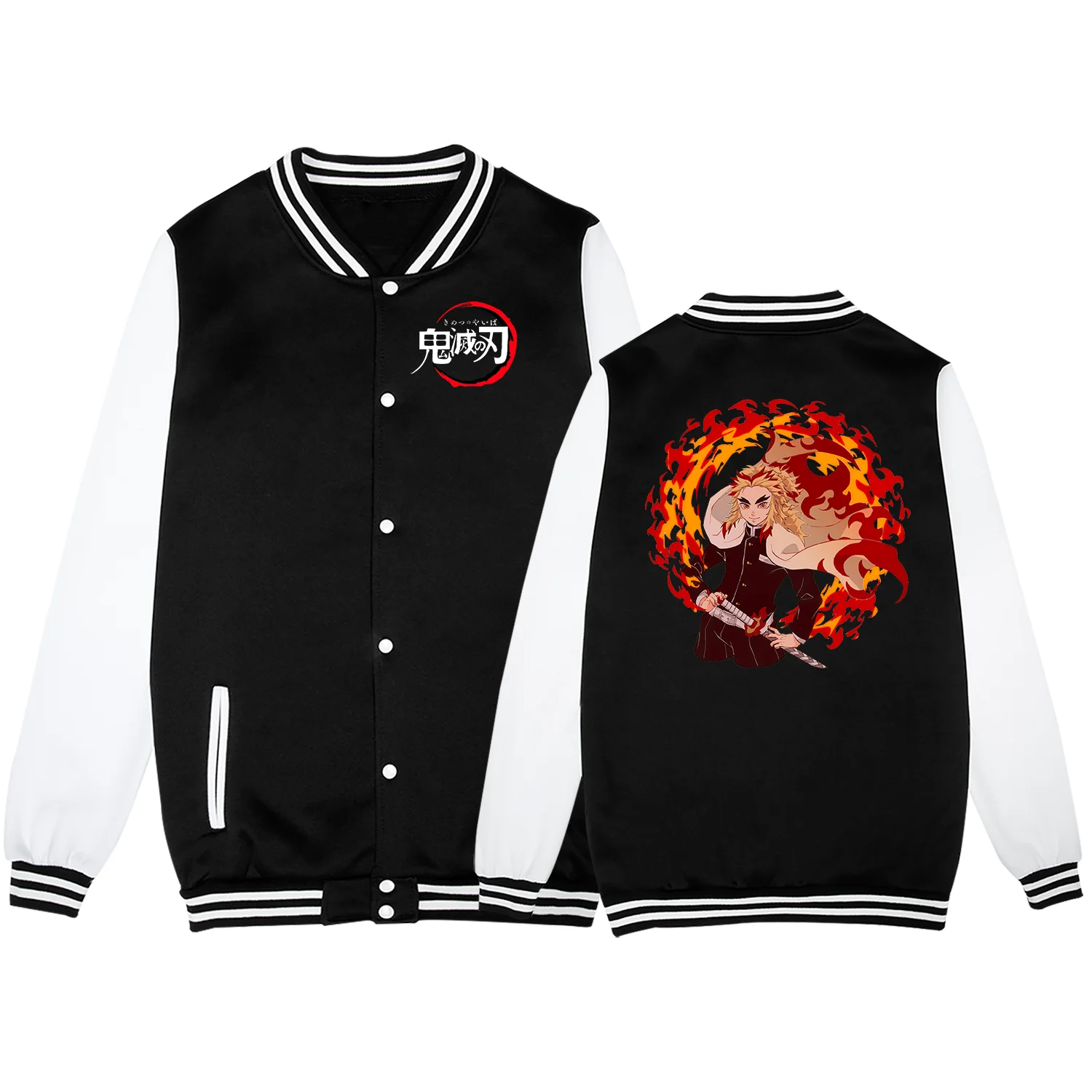 Demon Slayer Cardigan Baseball Coat Anime Cosplay Long Sleeve Botton Solid Unisex Casual Streetwear Jacket 2021 New