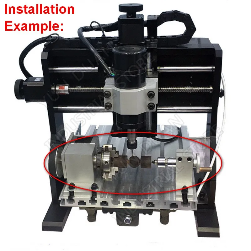 4Axis Rotation A Axis Extend Rotary Nema23 Stepper Motor Driver 80mm K11-80 Chuck MT2 Tailstock Kit for Wood CNC Milling Router