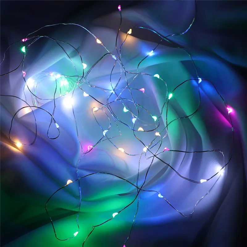 Fairy Lights Aa Batterij Aangedreven 1M 10 2M 20 3M 30 5M 50 10M 100leds Zilver Led Koperdraad String Light Decoratieve Fairy Lights