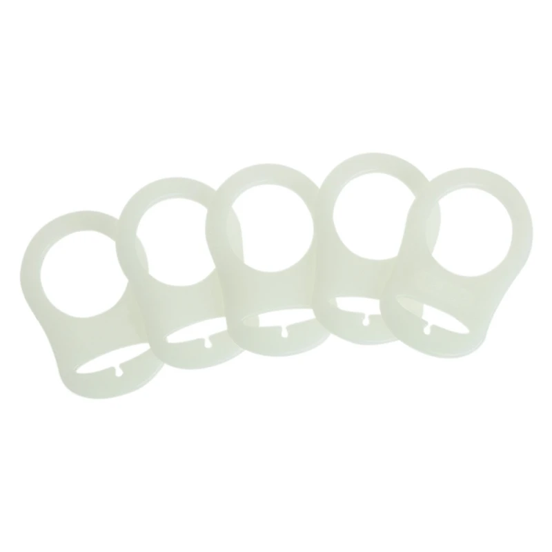 5Pcs Luminous Silicone Pacifier Baby Pacifier Holder Clip Adapter Rings BX0D