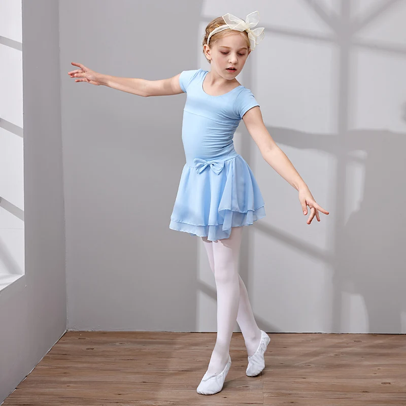 Vestido de baile de manga corta para niñas, tutú de algodón de buena calidad, faldas de baile