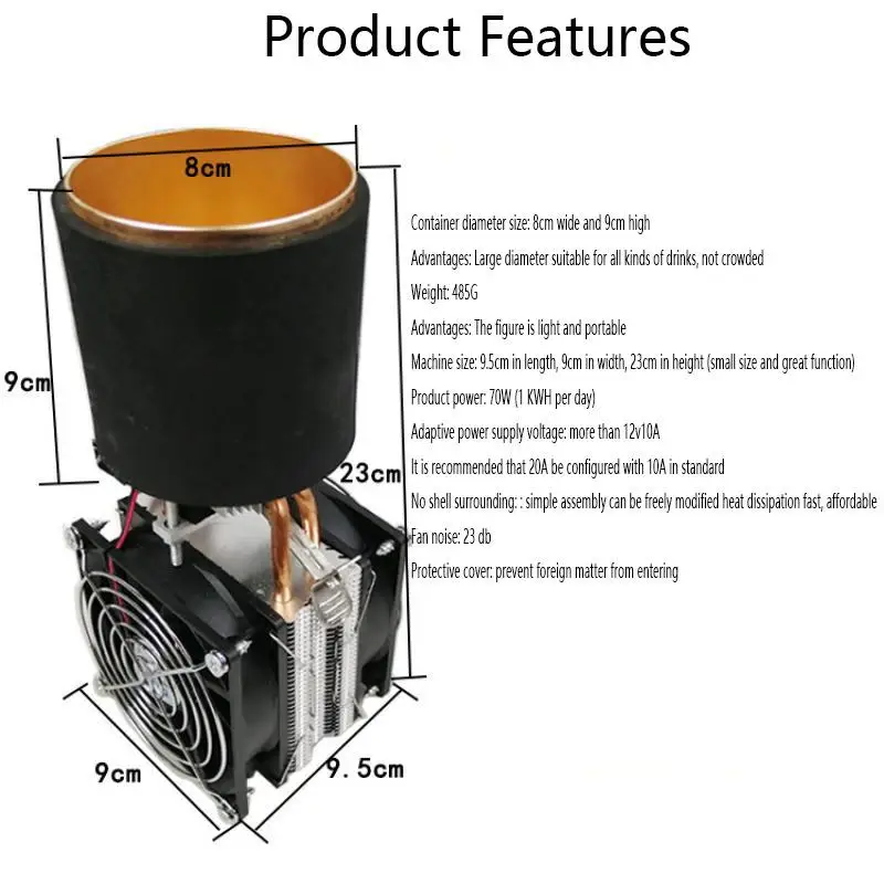 12V Semiconductor Cooler DIY เครื่องดื่มเย็นถ้วยตู้แช่แข็ง Quick Cooling Frosting ชุดขนาดเล็ก Cooling System