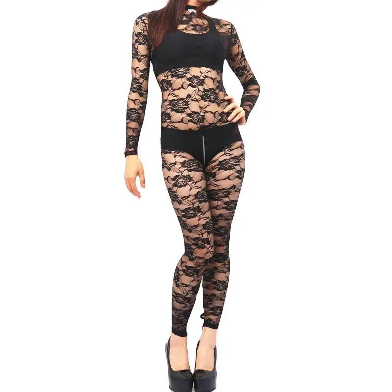 Women Lady Long Sleeved Lace Leotard Sexy Underwear Corset One Piece Stretcy Tight Fitting Stylish