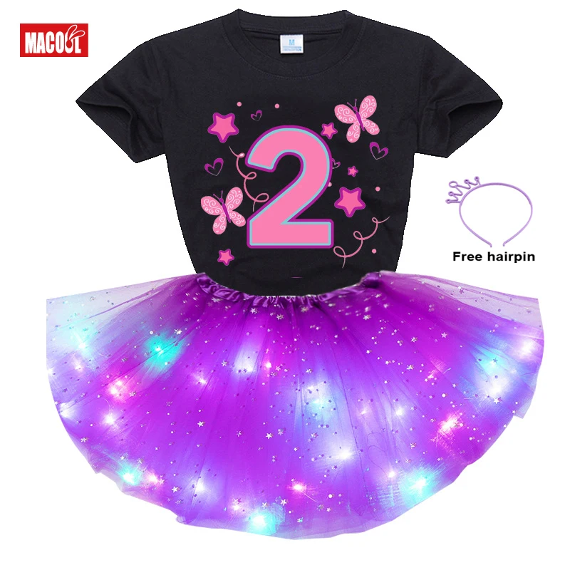 Girls Tutu Dress Sets Toddler Girl Summer Clothes Party Design Your Name Number Chill Sets Kids Gift 6 Year Old Birthday Outfit