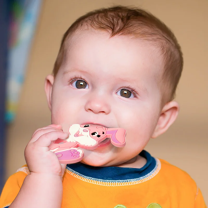 TYRY.HU 1pc Silicone Teether Baby Teething Toys Cartoon Pink Flamingo Rabbit BPA Free Baby Teether DIY Pendant