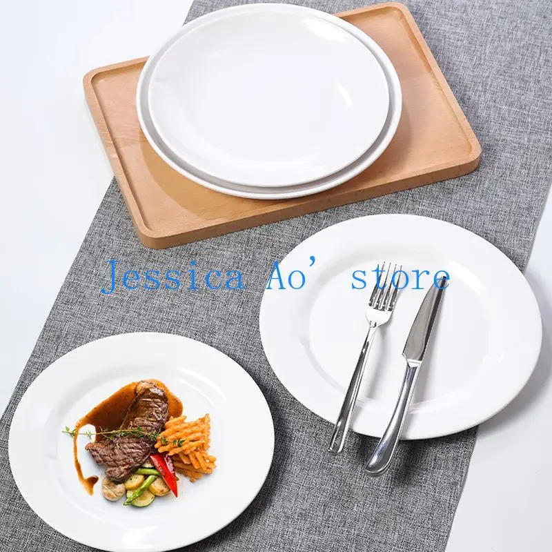 

2pcs 15-25cm White Dinner Plates Round Plate Set Dinnerware Buffet Dinner Set Plates and Dishes Dessert Steak Plate