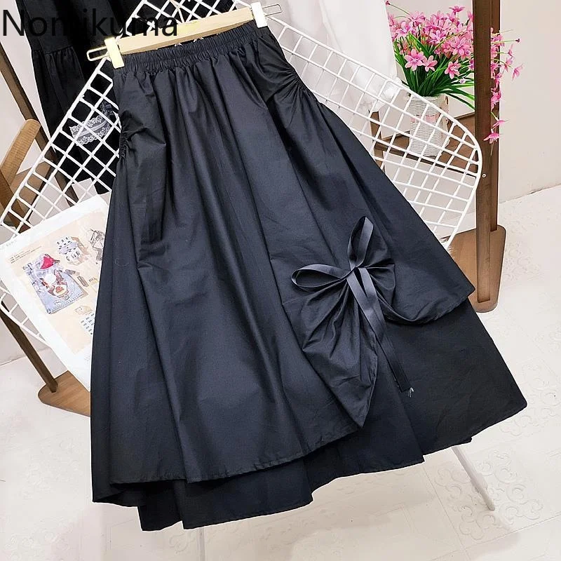 

Nomikuma 2023 Spring Summer New High Waist Skirt Korean Sweet Bow Tie Irregular A-line Women Skirts Casual Mujer Faldas 6H364