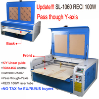 2024 RECI W2 100W CO2 1060 Laser Engraving Machine DSP Control RUIDA 6445G Laser Cutting Engraver Yaxis pass through 2 platforms