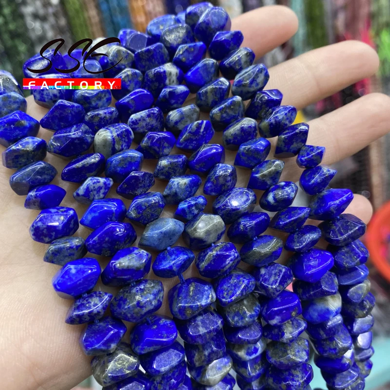 Natural Lapis Lazuli Stone Beads Irregular Special Cut Genuine Loose Spacer Beads for Jewelry Making DIY Bracelets 6x11mm 15''