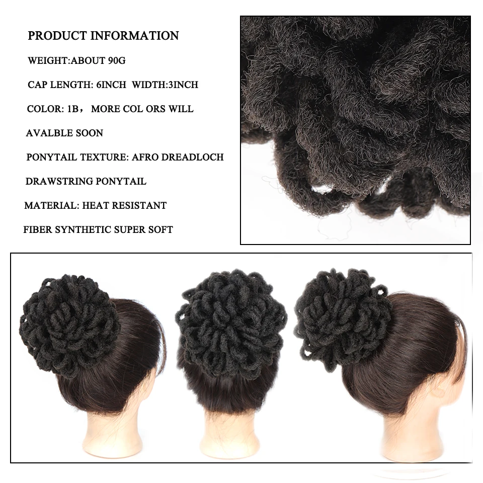 Syntetyczny dred LUPU Afro Puff przyrząd do koka z włosów sznurek sznurek kucyk Faux Locs w koński ogon kawałki włosów dla czarnych kobiet