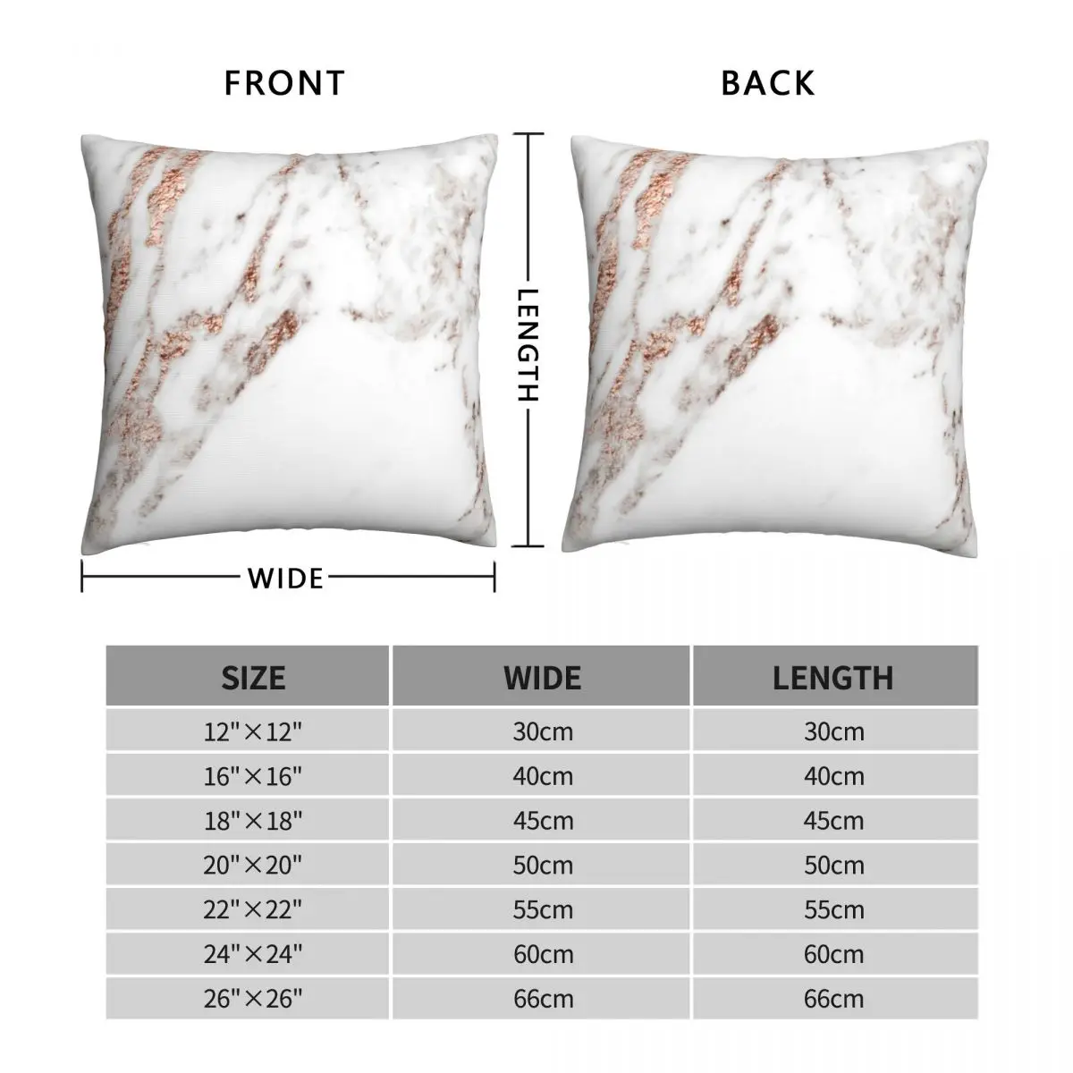 Rose Gold Vein Marble Square Pillowcase Polyester Linen Velvet Printed Zip Decor Sofa Cushion Case 45x45