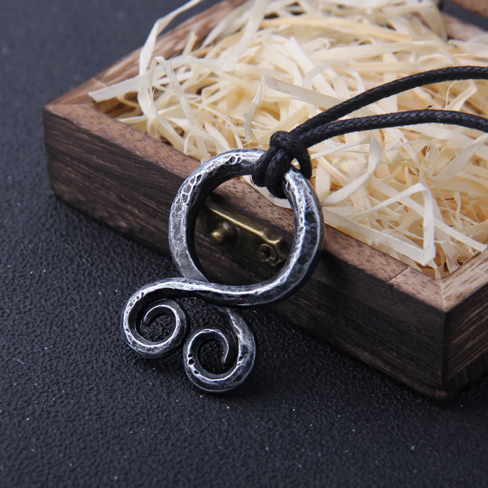 Iron Color Viking Odin Rune Pendant Necklace with Stainless Steel Chain As Men Gift with wooden box