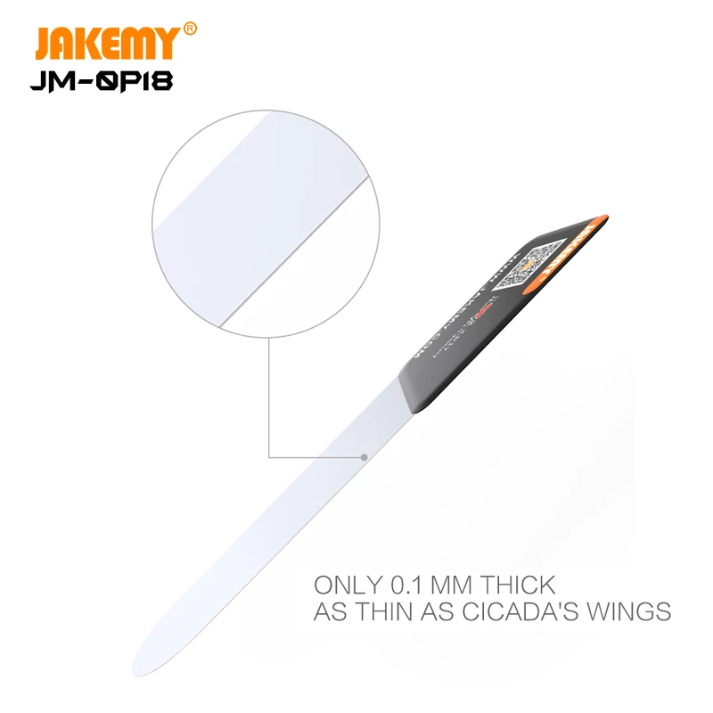 JAKEMY-tarjeta de desmontaje para iPhone y Samsung, herramientas de reparación de apertura de pantalla curva, de acero Flexible, ultrafina, 0,1mm