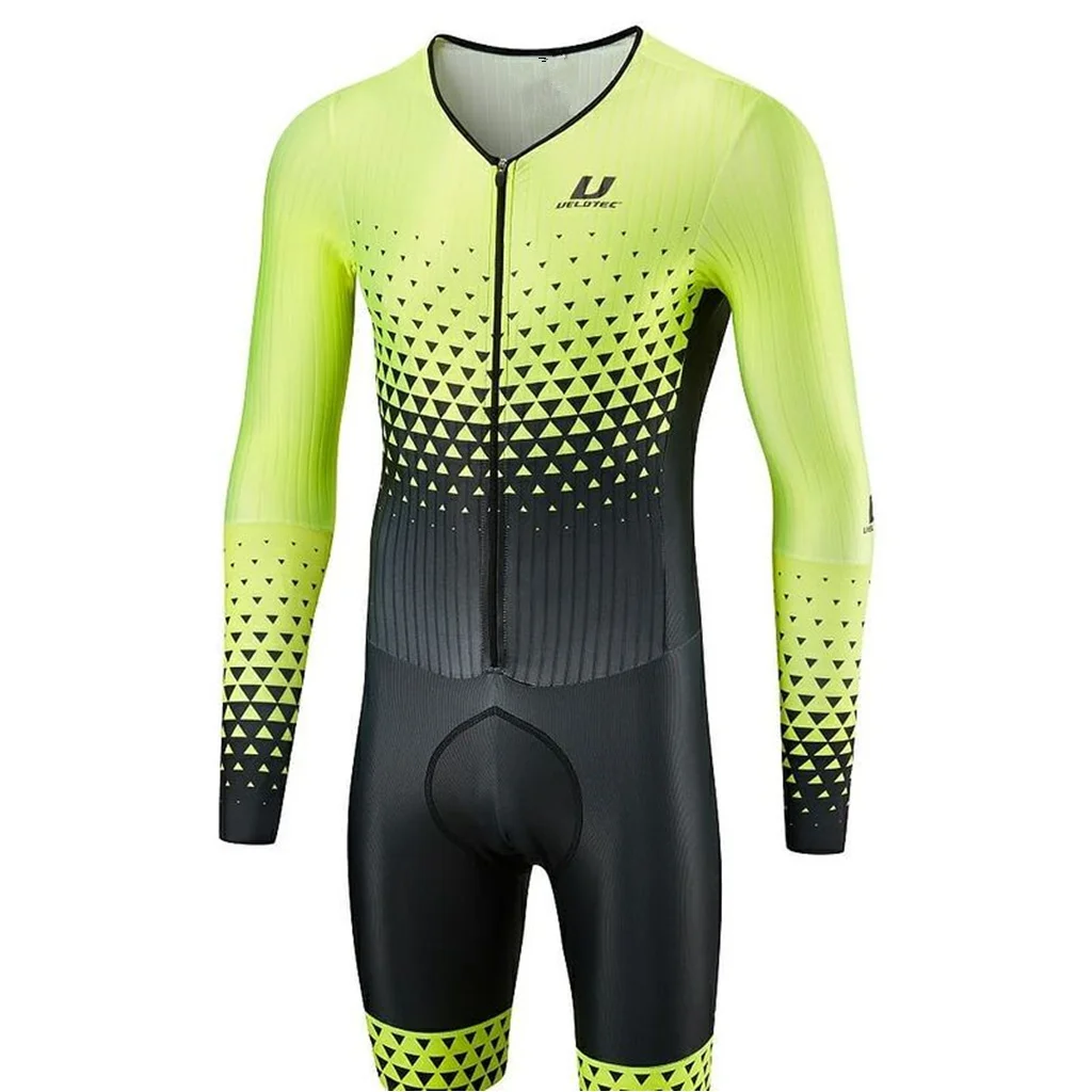 VELOTEC Professional Team Cycling Aero One-Piece Suit Long Sleeve Bicycle Skinsuit Men's Jumpsuit Maillot Ciclismo Hombre Kits