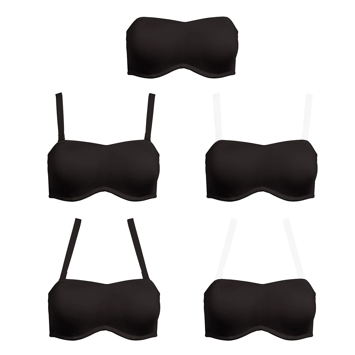 YBCG Black Strapless Women Bra Push Up Bras for Women Plus Size Lingerie Full Cup Minimizer Removable Pads Brassiere DD DDD Cup