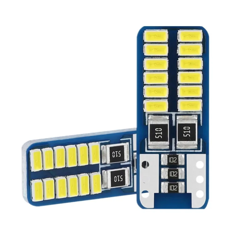 2pcs High Quality T10 W5W 168 192 Led Tail Light 3014 24smd 12V For Auto Lamp CANBUS NO Error Car Marker Parking Bulb White