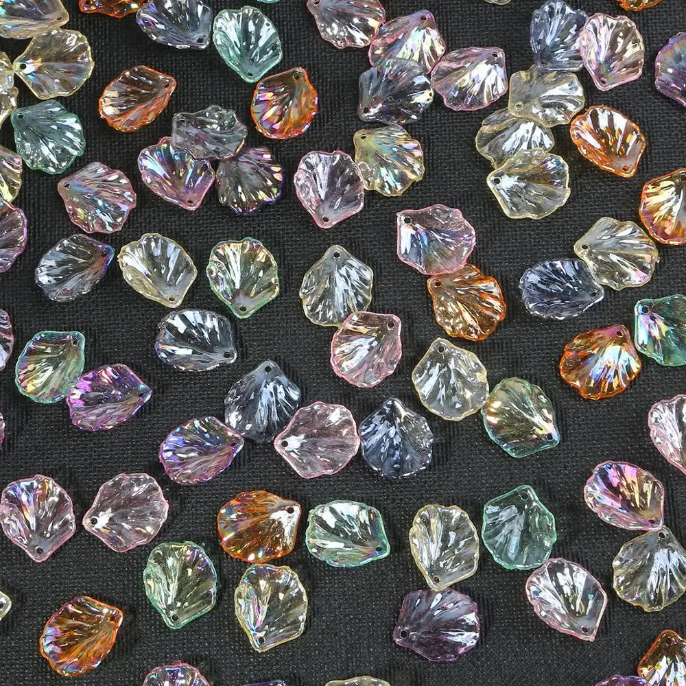 20pcs Transparent Imitation Pearls Acrylic Beads Petals Leaves Piece Charm for DIY Necklace Earrings Pendant Jewelry Making