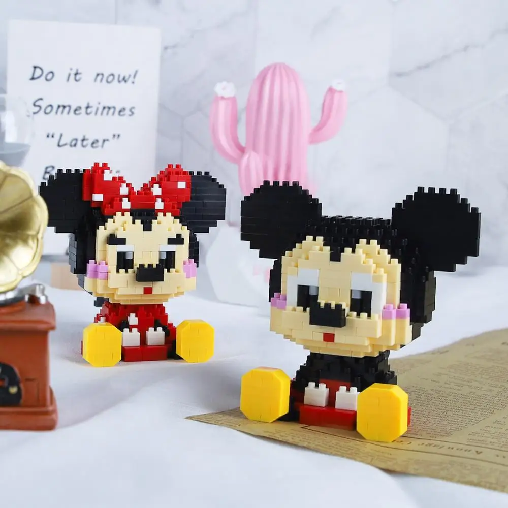 410 pz Cartoon Mirco Building Blocks seduto plutone pippo Minnie Mouse topolino modello 3D Disney mattoni figure giocattolo per bambini