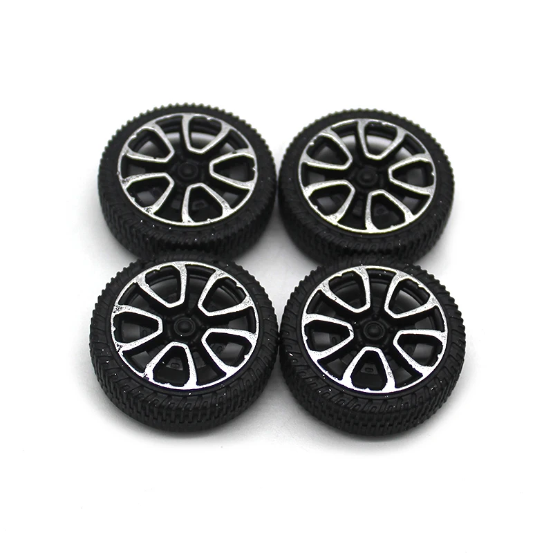 10PCS diametro 30mm simulazione ruote in plastica ruota per auto giocattolo pneumatici in miniatura pneumatici attillati per assi da 2mm modello fai