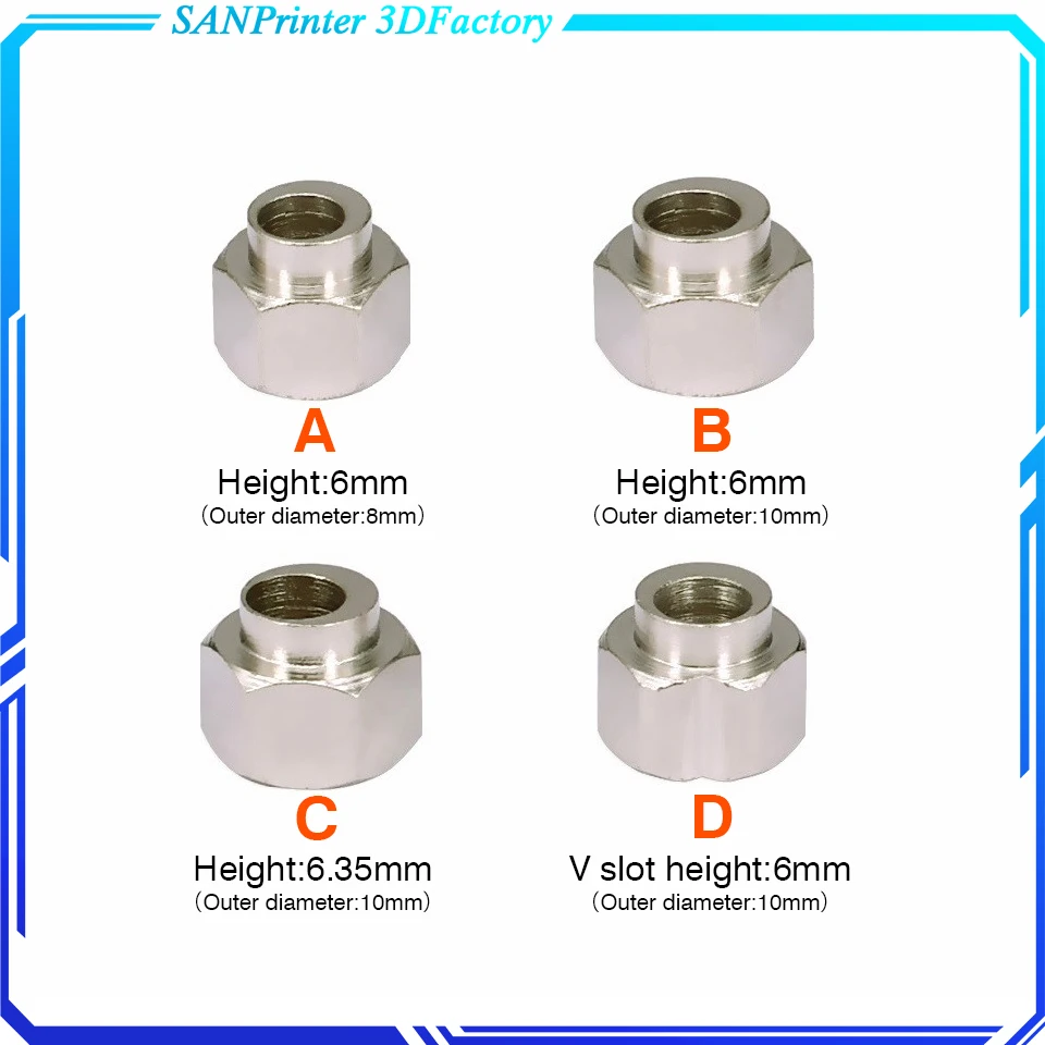 10pcs 6mm Eccentric Spacer apply V-Slot rail V-Wheels for Reprap 3D printer OX/Shapeoko CNC DIY parts print printed
