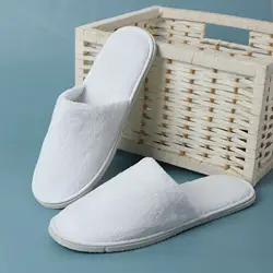 Pantoufles en coton blanc pour hommes et femmes, toboggans de poulet d'hôtel, sandales de voyage à domicile, chaussures d'accueil, taille unique, en vente