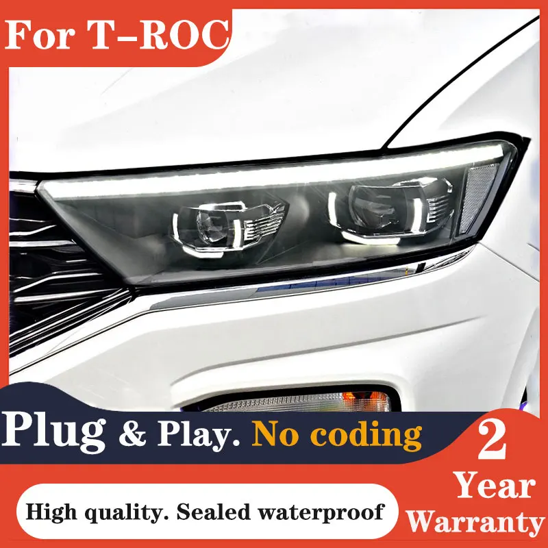 

Car Styling for VW T-ROC Headlights 2017-2020 T-ROC LED Headlight Dynamic Signal Led Projector Lens DRL Auto Accessories