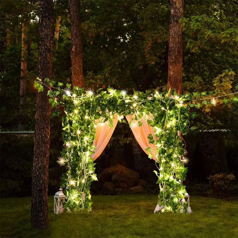 2M/3M/4M Artificial Plant Led String Light Creeper Green Leaf Vine Garland For Christmas Wedding Party Holiday Decorative Lights