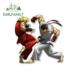 EARLFAMILY 13cm x 12.9cm for Arcade Fighter Ken Masters Ryu Bumper Car Stickers Refrigerator Cartoon Decal Windows Car Styling