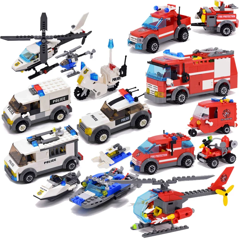 

City Police Patrol Car Model Figure Blocks Educational Construction Building Bricks Toys For Children Christmas Gift