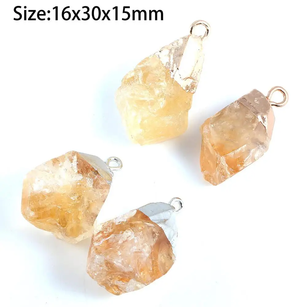 New Natural Stone Irregular Citrines Pendants Crystals Charms For DIY Jewelry Making Necklaces Bracelet